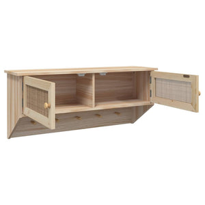 Appendiabiti a Muro 2 Antine Marrone in Legno Multistrato e Rattan Naturale