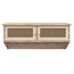 Appendiabiti a Muro 2 Antine Marrone in Legno Multistrato e Rattan Naturale