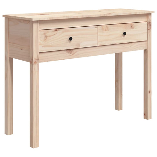 Mobiletto Consolle 2 Cassetti 100x35x75 cm in Massello di Pino