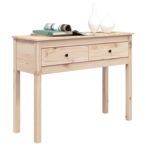 Mobiletto Consolle 2 Cassetti 100x35x75 cm in Massello di Pino