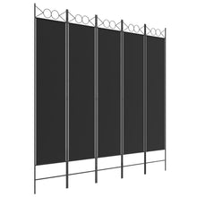 Load image into Gallery viewer, Separè 5 Pannelli Nero 200x200 cm in Tessuto e ferro