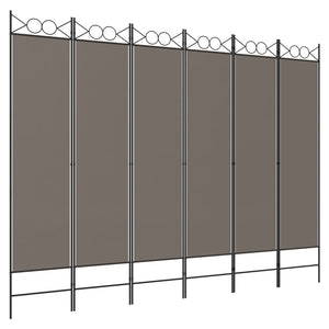 Divisorio a 6 Pannelli Antracite 240 x 220 cm Tessuto