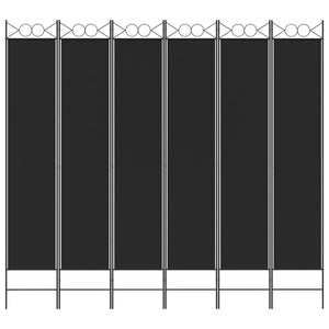 Separè 6 Pannelli Nero 240 x 220 cm in Tessuto e ferro