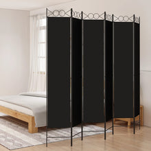 Laden Sie das Bild in den Galerie-Viewer, Separè 6 Pannelli Nero 240 x 220 cm in Tessuto e ferro