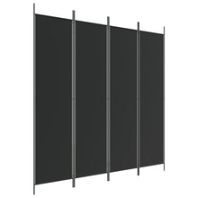 Carica l&#39;immagine nel visualizzatore di Gallery, Separè 4 Pannelli Nero 200x200 cm in Tessuto e ferro