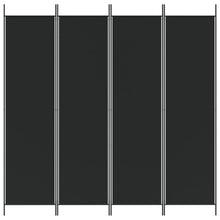 Carica l&#39;immagine nel visualizzatore di Gallery, Separè 4 Pannelli Nero 200x200 cm in Tessuto e ferro