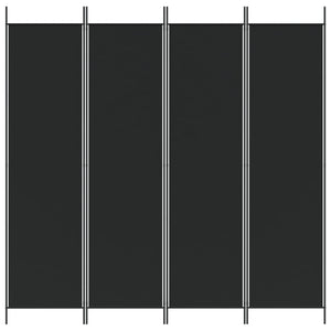Separè 4 Pannelli Nero 200x200 cm in Tessuto e ferro