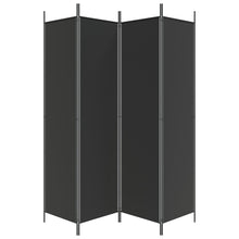 Carica l&#39;immagine nel visualizzatore di Gallery, Separè 4 Pannelli Nero 200x200 cm in Tessuto e ferro