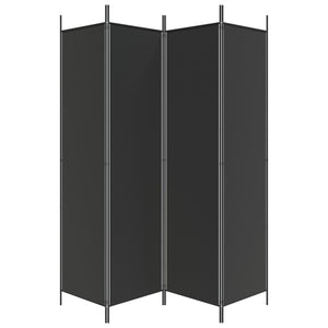 Separè 4 Pannelli Nero 200x200 cm in Tessuto e ferro