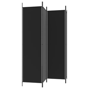 Separè 4 Pannelli Nero 200x200 cm in Tessuto e ferro