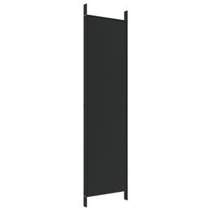 Separè 4 Pannelli Nero 200x200 cm in Tessuto e ferro