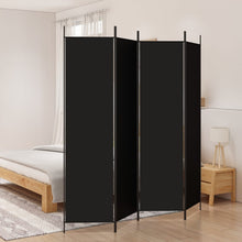 Carica l&#39;immagine nel visualizzatore di Gallery, Separè 4 Pannelli Nero 200x200 cm in Tessuto e ferro