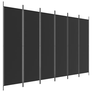 Separè 6 Pannelli Nero 300x200 cm in Tessuto e ferro