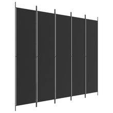 Load image into Gallery viewer, Separè 5 Pannelli Nero 250x220 cm in Tessuto e ferro