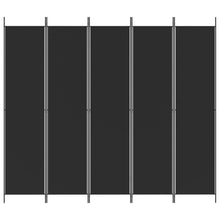 Load image into Gallery viewer, Separè 5 Pannelli Nero 250x220 cm in Tessuto e ferro