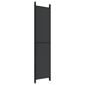 Separè 5 Pannelli Nero 250x220 cm in Tessuto e ferro