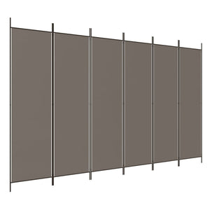 Separè 6 Pannelli Antracite 300x220 cm Tessuto e ferro