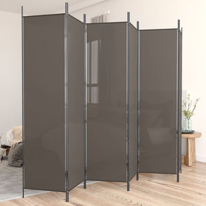 Separè 6 Pannelli Antracite 300x220 cm Tessuto e ferro