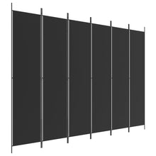 Carica l&#39;immagine nel visualizzatore di Gallery, Separè 6 Pannelli Nero 300x220 cm in Tessuto e ferro