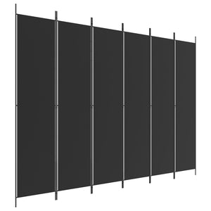 Separè 6 Pannelli Nero 300x220 cm in Tessuto e ferro