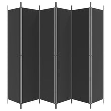 Carica l&#39;immagine nel visualizzatore di Gallery, Separè 6 Pannelli Nero 300x220 cm in Tessuto e ferro