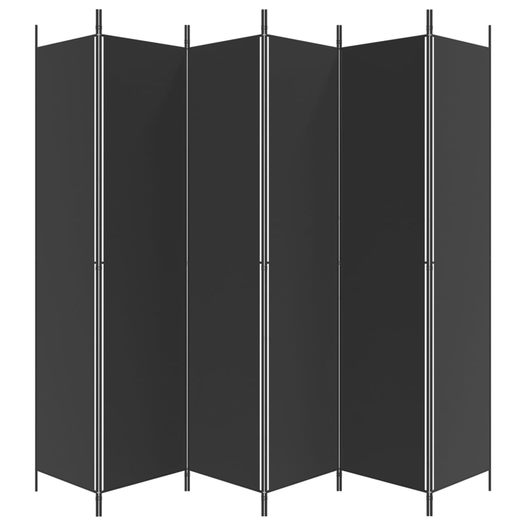 Separè 6 Pannelli Nero 300x220 cm in Tessuto e ferro