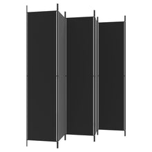 Carica l&#39;immagine nel visualizzatore di Gallery, Separè 6 Pannelli Nero 300x220 cm in Tessuto e ferro