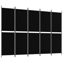 Load image into Gallery viewer, Separè 5 Pannelli Nero 250x180 cm in Tessuto e ferro
