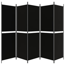 Load image into Gallery viewer, Separè 5 Pannelli Nero 250x180 cm in Tessuto e ferro