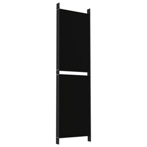 Separè 5 Pannelli Nero 250x180 cm in Tessuto e ferro