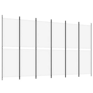 Separè 6 Pannelli Bianco 300 x 180 cm Tessuto e ferro