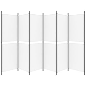Separè 6 Pannelli Bianco 300 x 180 cm Tessuto e ferro