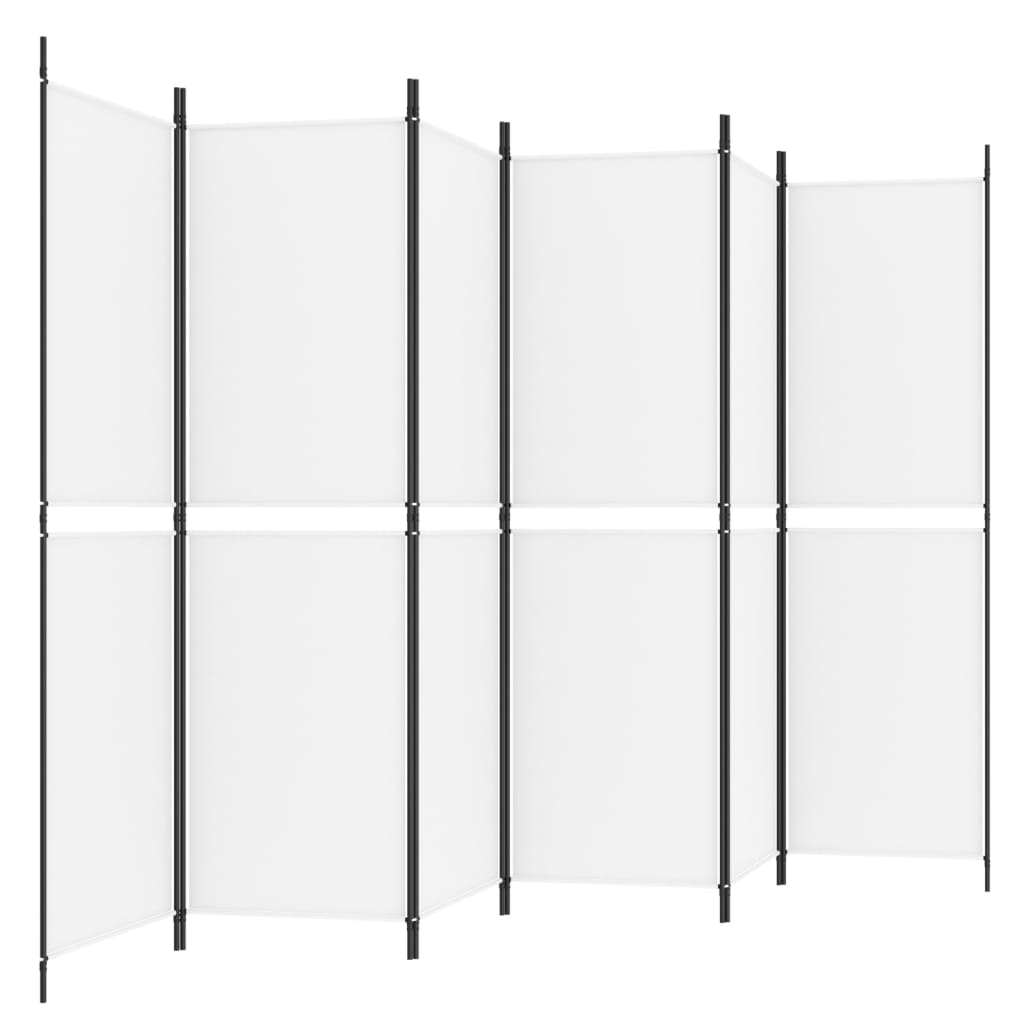 Separè 6 Pannelli Bianco 300 x 180 cm Tessuto e ferro