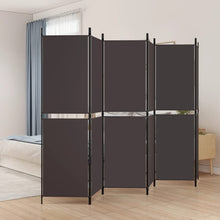 Laden Sie das Bild in den Galerie-Viewer, Separè 6 Pannelli Marrone 300 x 180 cm in Tessuto e ferro