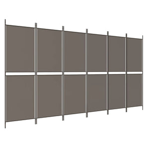 Separè 6 Pannelli Antracite 300 x 180 cm Tessuto e ferro