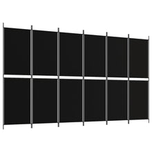 Laden Sie das Bild in den Galerie-Viewer, Separè 6 Pannelli Nero 300 x 180 cm in Tessuto e ferro