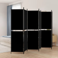 Laden Sie das Bild in den Galerie-Viewer, Separè 6 Pannelli Nero 300 x 180 cm in Tessuto e ferro