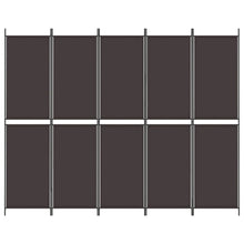 Load image into Gallery viewer, Separè 5 Pannelli Marrone 250x200 cm in Tessuto e ferro