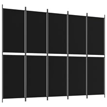 Load image into Gallery viewer, Separè 5 Pannelli Nero 250x200 cm in Tessuto e ferro