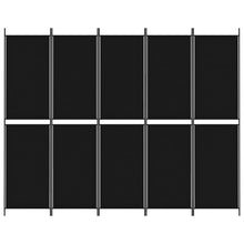Load image into Gallery viewer, Separè 5 Pannelli Nero 250x200 cm in Tessuto e ferro