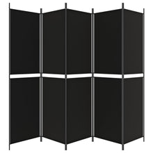 Load image into Gallery viewer, Separè 5 Pannelli Nero 250x200 cm in Tessuto e ferro