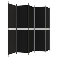 Load image into Gallery viewer, Separè 5 Pannelli Nero 250x200 cm in Tessuto e ferro