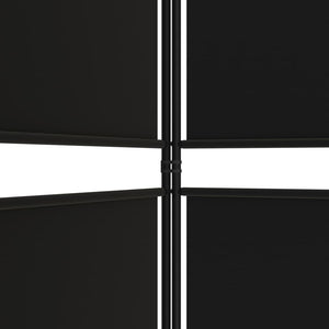 Separè 5 Pannelli Nero 250x200 cm in Tessuto e ferro
