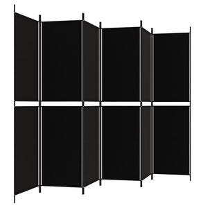 Separè 6 Pannelli Nero 300x200 cm in Tessuto e ferro