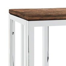 Load image into Gallery viewer, Mobiletto Consolle Argento in Acciaio Inox e Legno di Recupero