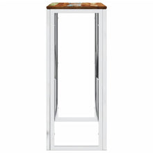 Load image into Gallery viewer, Mobiletto Consolle Argento in Acciaio Inox e Legno di Recupero