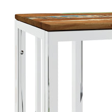 Load image into Gallery viewer, Mobiletto Consolle Argento in Acciaio Inox e Legno di Recupero