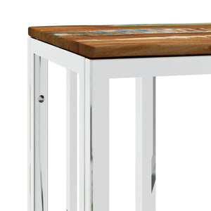 Mobiletto Consolle Argento in Acciaio Inox e Legno di Recupero
