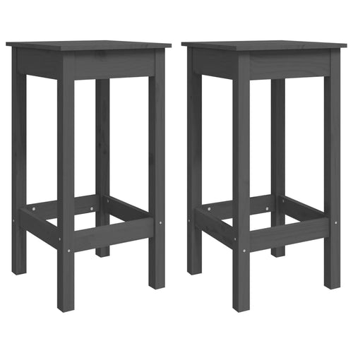 Sedie da Bar 2 pz Grigie 40x40x78 cm in Legno Massello di Pino