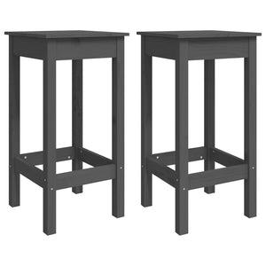 Sedie da Bar 2 pz Grigie 40x40x78 cm in Legno Massello di Pino
